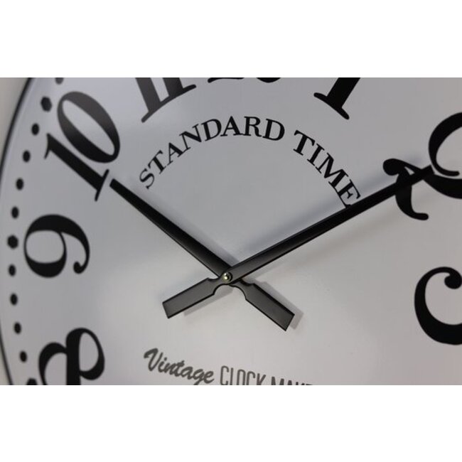 Wandklok Romero - Wit/Zwart - Vintage Metaal