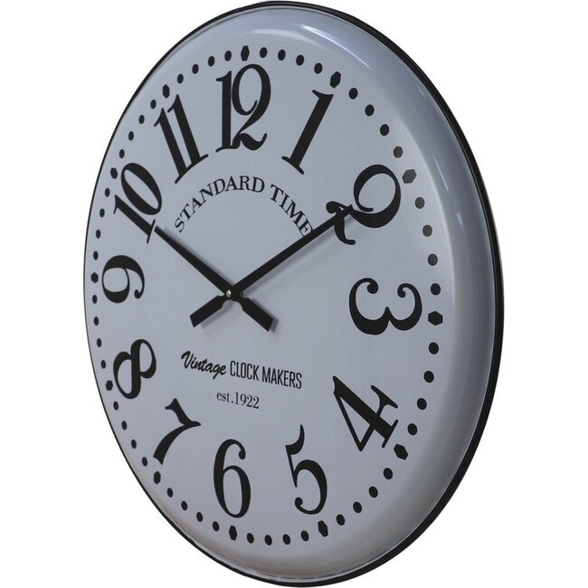 Wandklok Romero - Wit/Zwart - Vintage Metaal