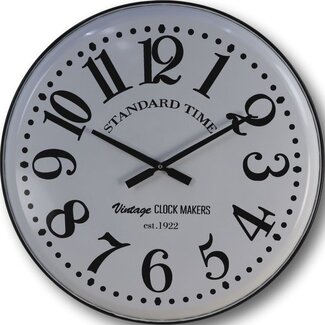 Wandklok Romero - Wit/Zwart - Vintage Metaal