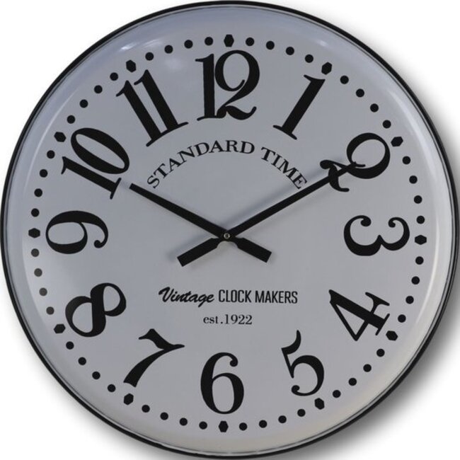 Wandklok Romero - Wit/Zwart - Vintage Metaal