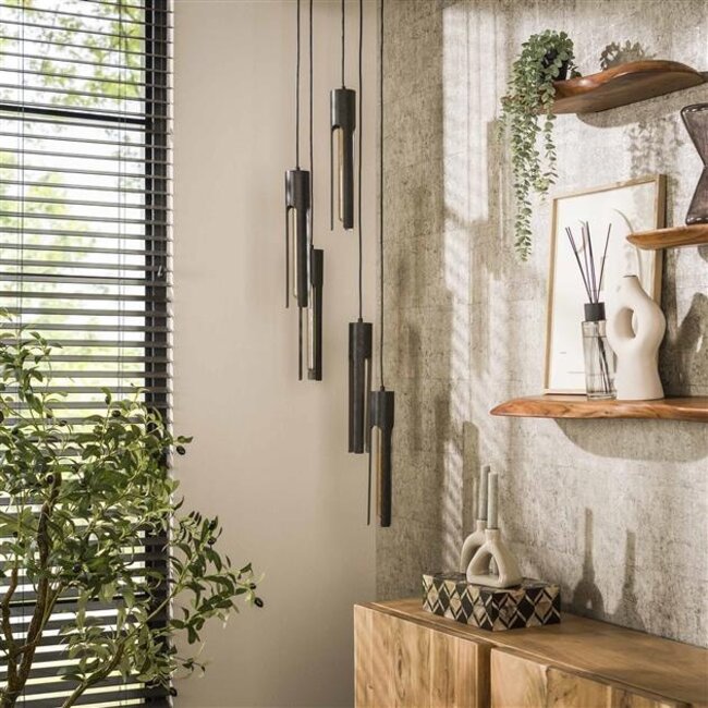 PS-Collection Tube Getrapte 5L Hanglamp  - 30x30x180cm - Artic Zwart - Metaal