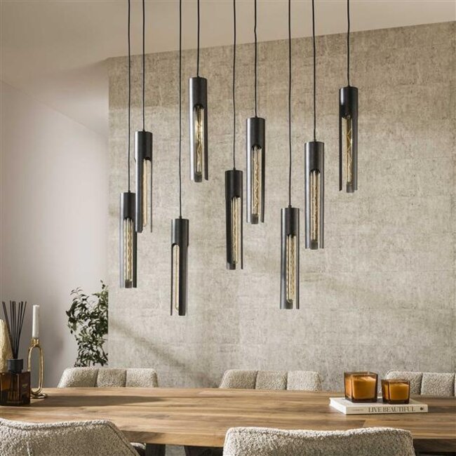 Hanglamp Artic Zwart Metaal Tube 9-lichts