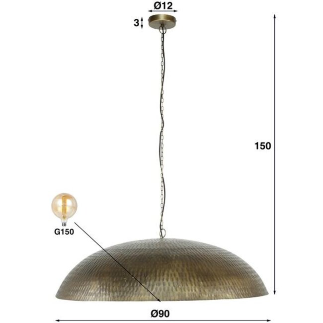 Hanglamp Antiek Brons Metaal 1 Lichtpunt - Cupola