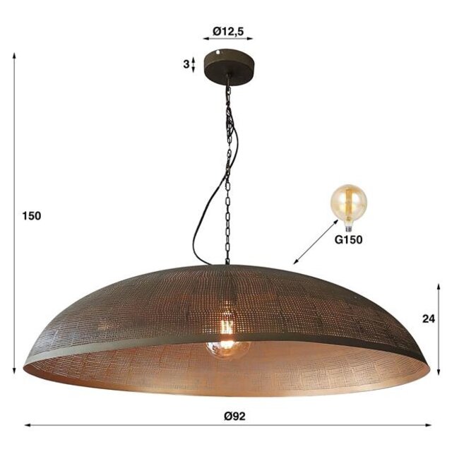 Hanglamp Metaal Antiek Brons 1 Lichtpunt - Cosmic