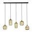 Hanglamp Amber Glas Metaal - Stripe 5-lichts