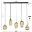 Hanglamp Amber Glas Metaal - Stripe 5-lichts