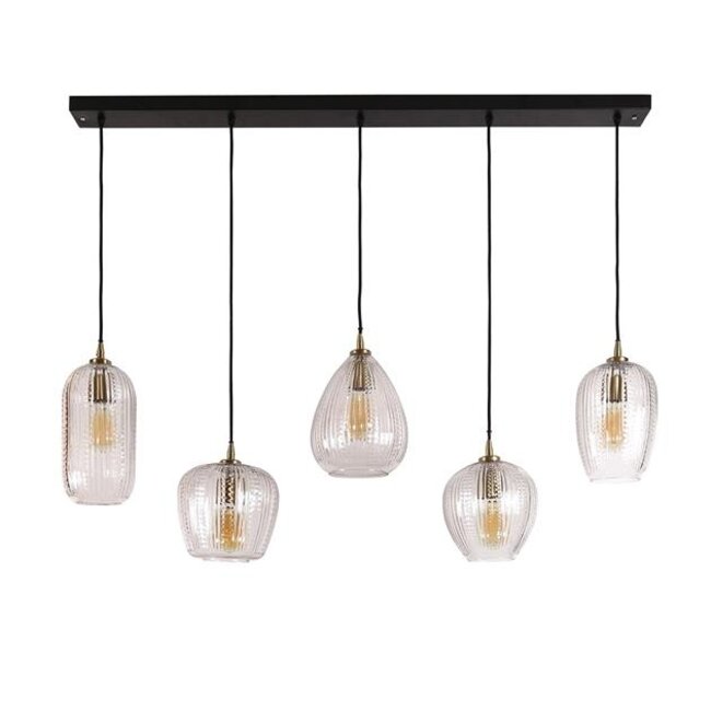 Hanglamp Diamant Glas Metaal 5 Lichtpunten - Grain
