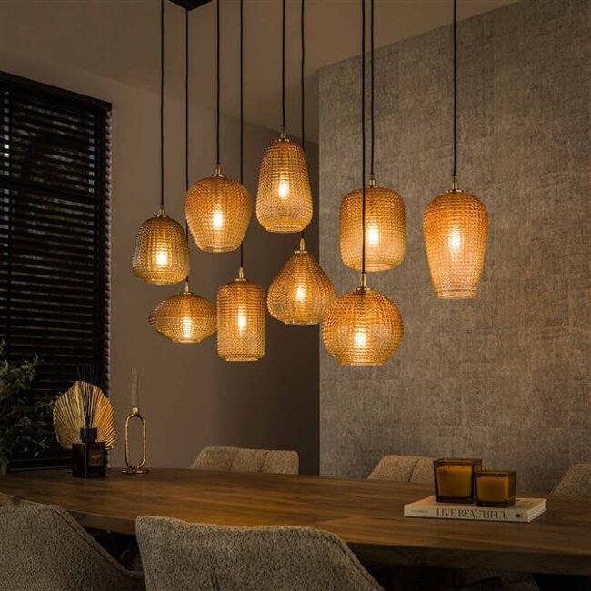 PS-Collection Dot Pattern 9L Hanglamp - 120x40x150cm - Amber Glas/Metaal