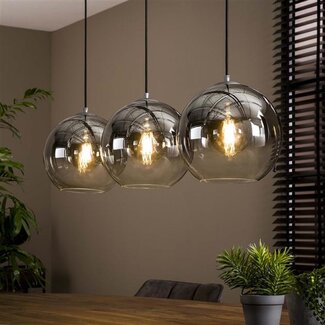 PS-Collection Hanglamp Glas Oud Zilver 3-Lichts - Bubble Shaded
