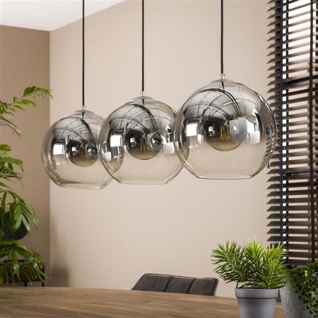 Hanglamp Glas Oud Zilver 3-Lichts - Bubble Shaded