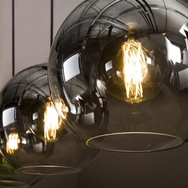Hanglamp Glas Oud Zilver 3-Lichts - Bubble Shaded