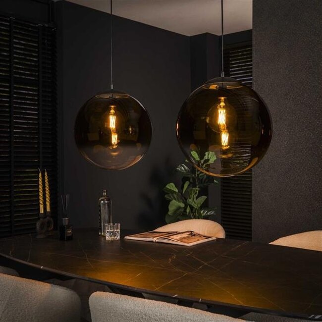 Hanglamp Rookglas Metaal 2-lichts - Bubble Shaded XL