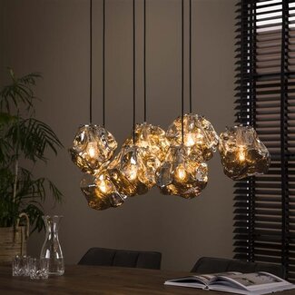 PS-Collection Hanglamp Chroom Glas 7 Lichtpunten Getrapt - Rock