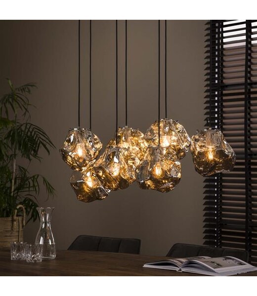 PS-Collection Rock 7L Hanglamp - 95x44x150cm - Chromed Glas - Metaal