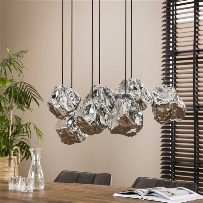 Hanglamp Chroom Glas 7 Lichtpunten Getrapt - Rock