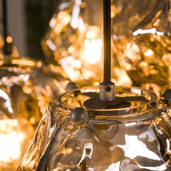Hanglamp Chroom Glas 7 Lichtpunten Getrapt - Rock