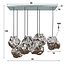 PS-Collection Rock 7L Hanglamp - 95x44x150cm - Chromed Glas - Metaal