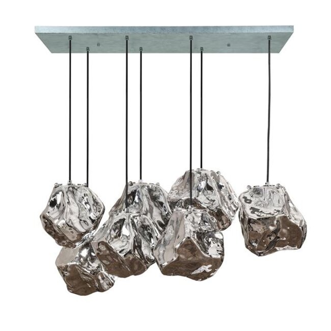 Hanglamp Chroom Glas 7 Lichtpunten Getrapt - Rock