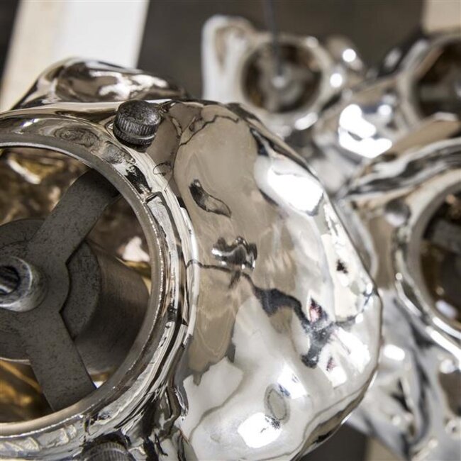 PS-Collection Getrapte Rock 5L Hanglamp - 50x150cm - Chromed Glas - Metaal