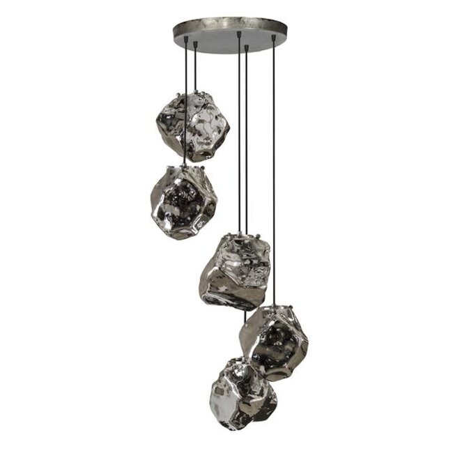 PS-Collection Getrapte Rock 5L Hanglamp - 50x150cm - Chromed Glas - Metaal