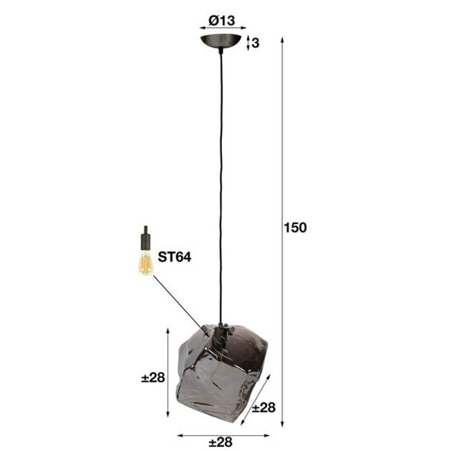 Hanglamp Chroom Glas 1 Lichtpunt - Rock