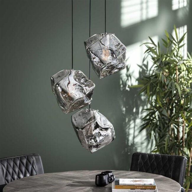 PS-Collection Getrapte Chromed Rock 3L Hanglamp - 50x150cm - Glas