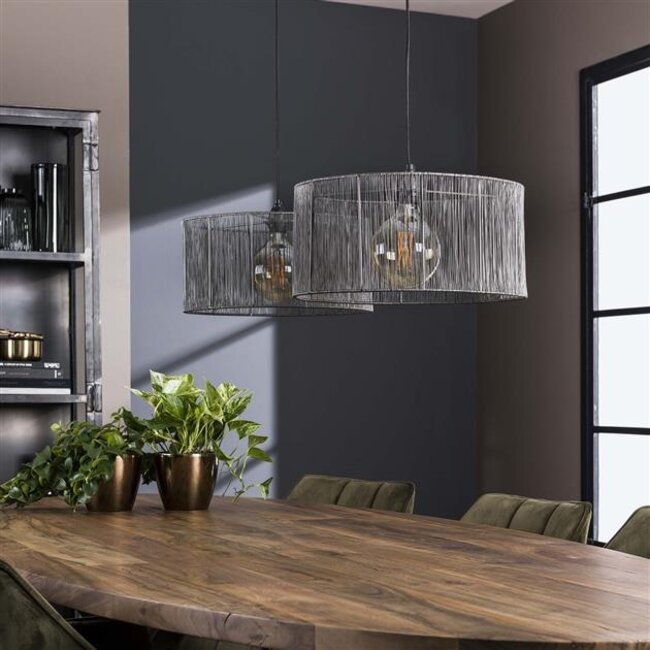 Hanglamp Metaal Zwart Nikkel 2 Lichts - Stringshade