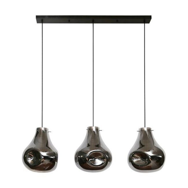 PS-Collection Dent Glass 3L Hanglamp - 115x28x150 cm - Zwart - Glas/Metaal