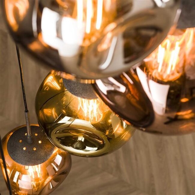 Hanglamp Glas Metaal Oud Zilver 7-Lichts  - Stellar