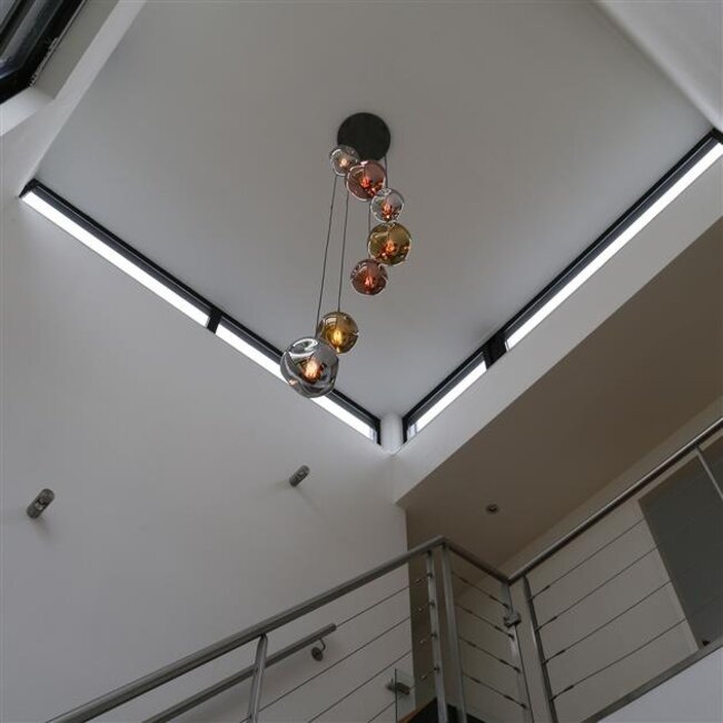 Hanglamp Glas Metaal Oud Zilver 7-Lichts  - Stellar