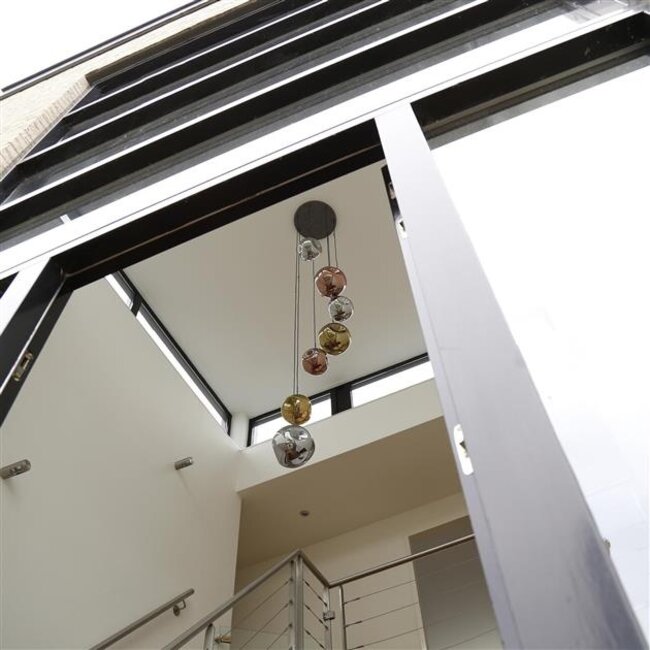 Hanglamp Glas Metaal Oud Zilver 7-Lichts  - Stellar