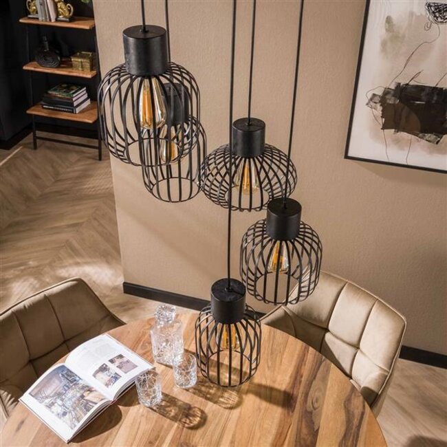 PS-Collection Getrapt Mix 5L Hanglamp - 47x47x180 cm - Zwart - Metaal