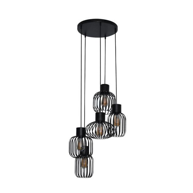 PS-Collection Getrapt Mix 5L Hanglamp - 47x47x180 cm - Zwart - Metaal