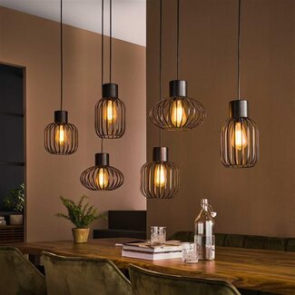 PS-Collection Hanglamp Charcoal Metaal 6 Lichtpunten - Mix Metal
