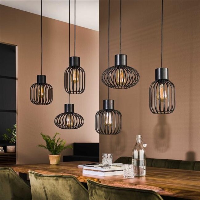 Hanglamp Charcoal Metaal Mix Kappen - 6-lichts