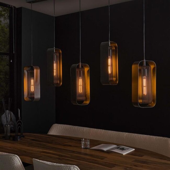 Hanglamp Metaal Artic Zwart 5 Lichtpunten - Mesh Rotate