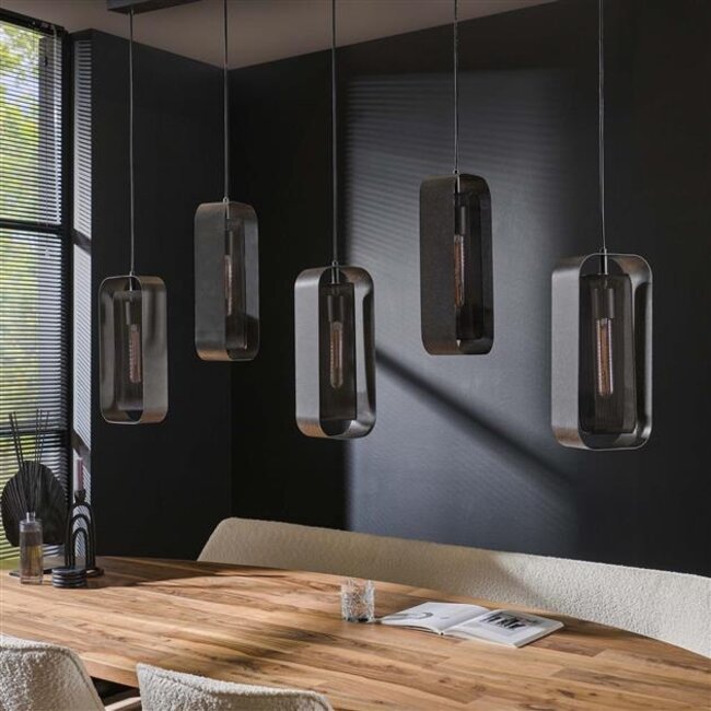 Hanglamp Metaal Artic Zwart 5 Lichtpunten - Mesh Rotate
