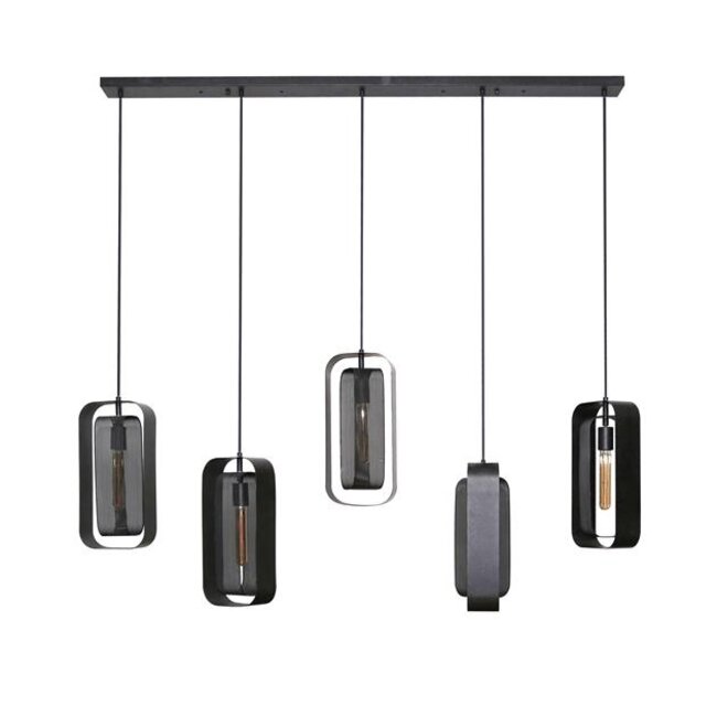 Hanglamp Metaal Artic Zwart 5 Lichtpunten - Mesh Rotate