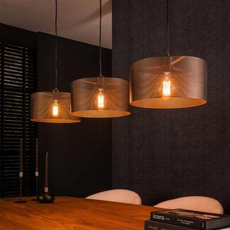 PS-Collection Hanglamp Metaal Zwart 3 Lichts - Mesh Round