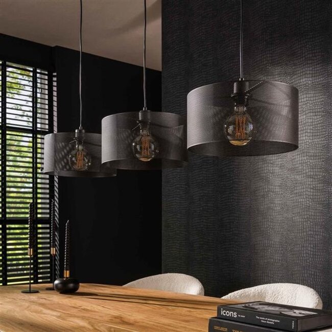 Hanglamp Metaal Zwart 3 Lichts - Mesh Round
