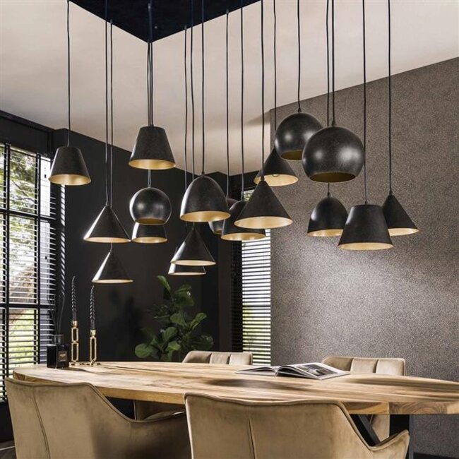 Hanglamp Industrieel Zwart Metaal 18 Lichtpunten