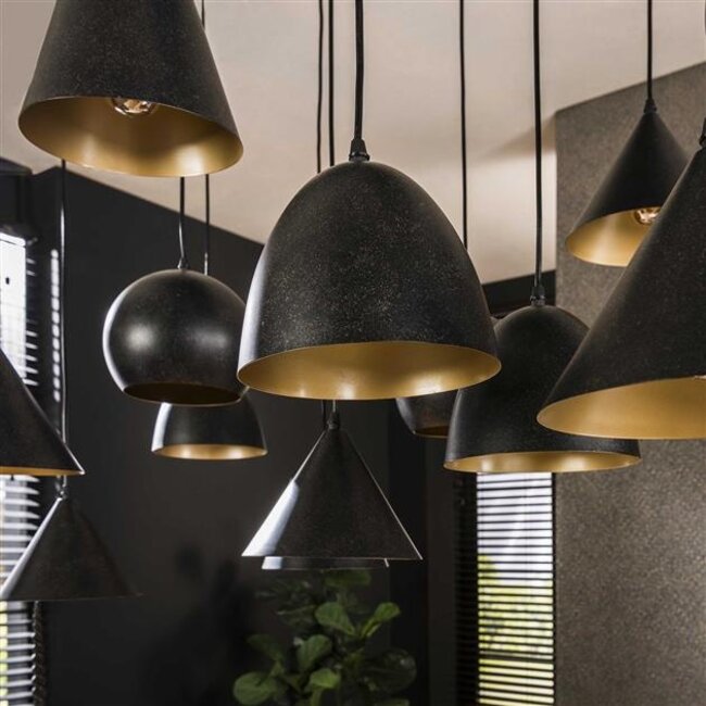 Hanglamp Industrieel Zwart Metaal 18 Lichtpunten