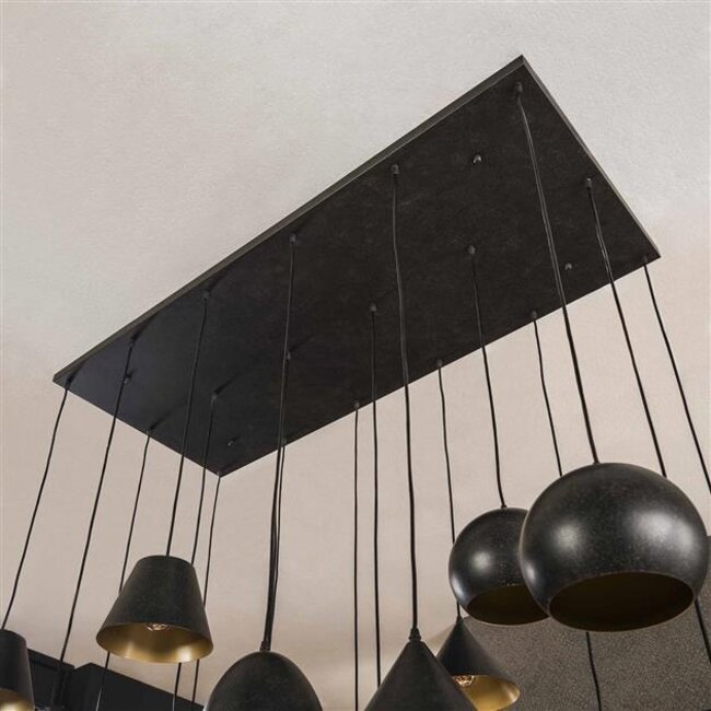 Hanglamp Industrieel Zwart Metaal 18 Lichtpunten