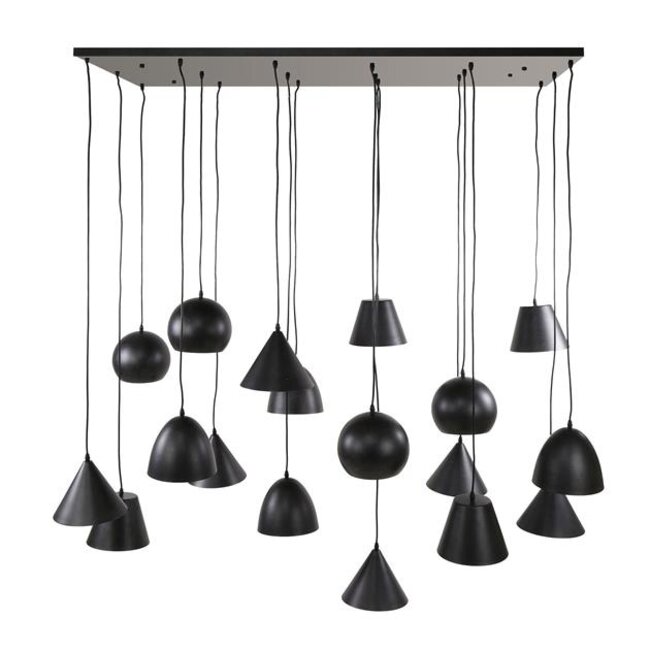 Hanglamp Industrieel Zwart Metaal 18 Lichtpunten