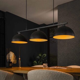 PS-Collection Hanglamp Artic Zwart Metaal 3 Lichtpunten - Ripple
