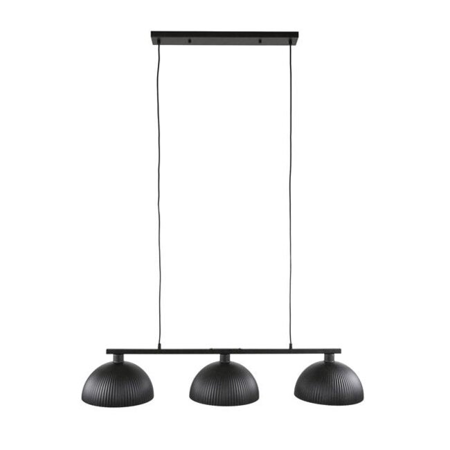 Halfronde Ribbel Kap 3L Hanglamp - 120x30x150 cm - Zwart - Metaal