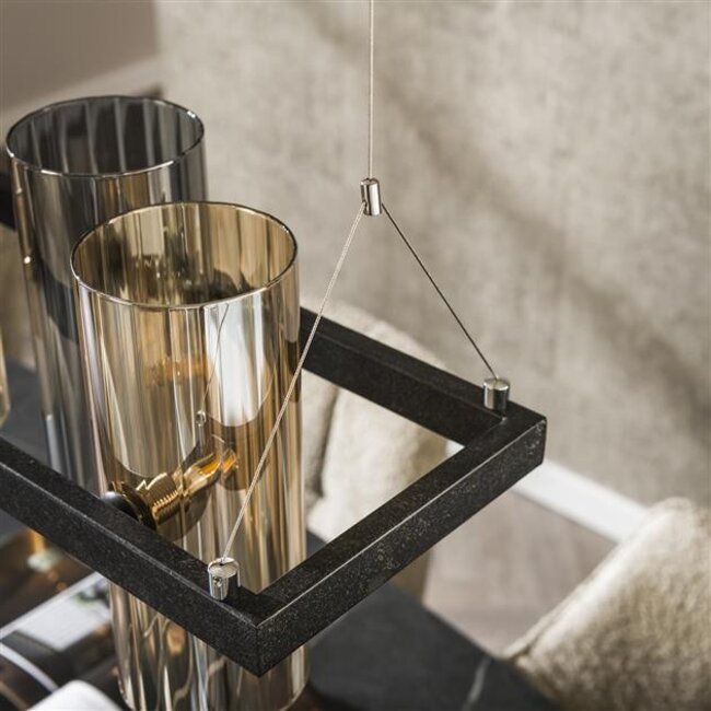 Hanglamp Zwart Metaal Glas 10-lichts - Cylinder