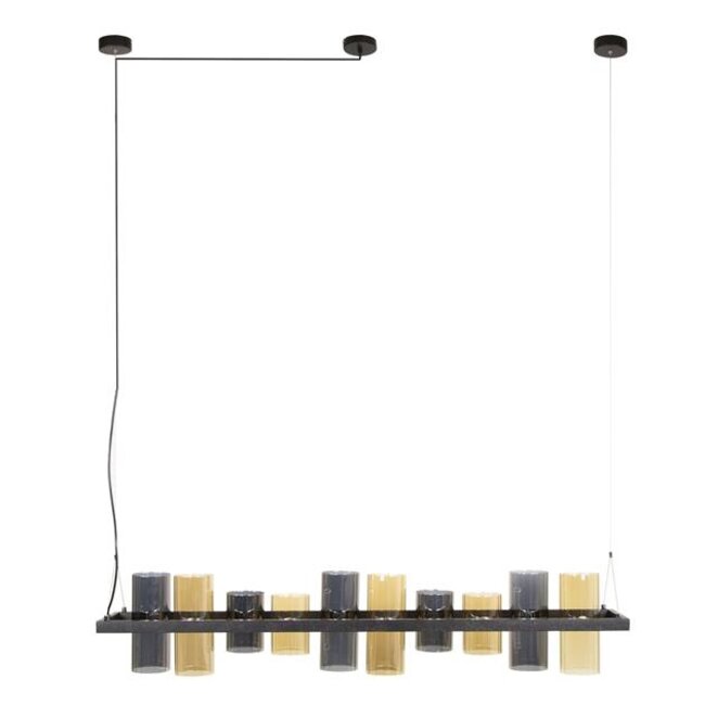 Hanglamp Amber Chrome Glas 10-Lichts - Cylinder