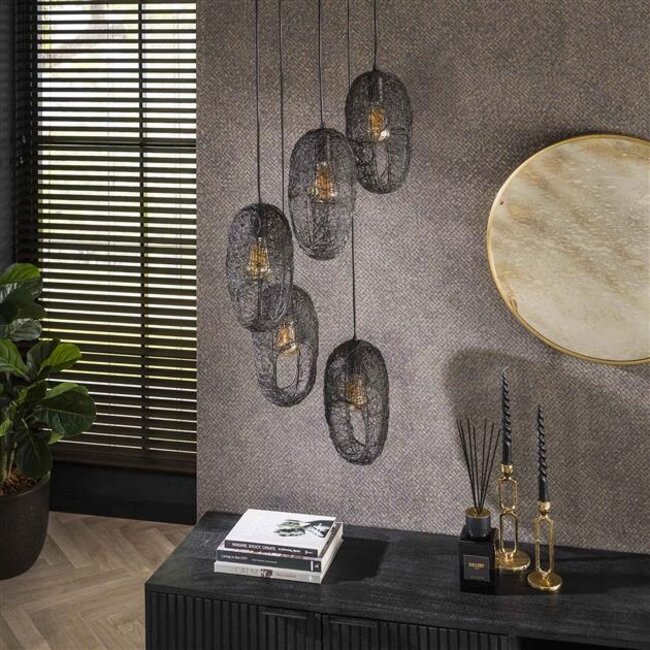Open Oog Wire 5L Hanglamp - Ø45x180 cm - Zwart - Metaal