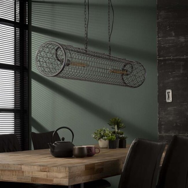 Hanglamp Slate Grey Metaal 2-Lichts  Cilinder - Wire